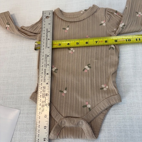 Easy Peasy Organic Cotton Floral Ribbed Long Sleeve Bodysuit 3-6 Mo - Picture 5 of 6